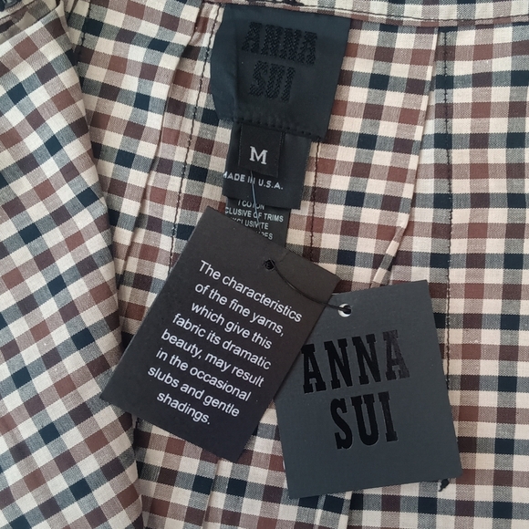 NWT Anna Sui Plaid Wrap Skirt Brown M - Picture 11 of 12